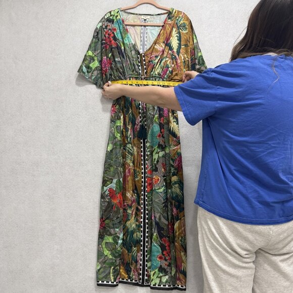 World Market Dress Womens Small Medium Multicolor Floral Kimono Caftan Maxi - Picture 3 of 8